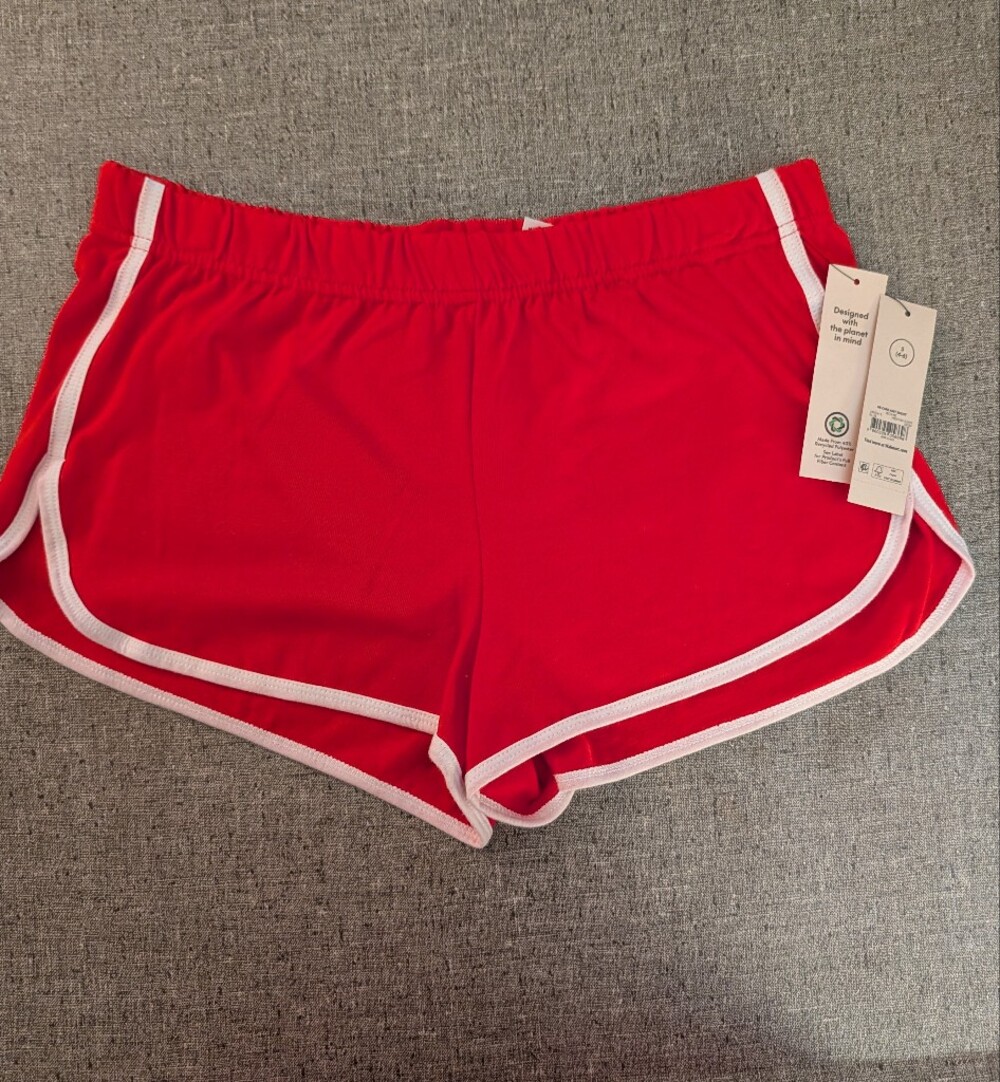 No Boundaries Women’s Red Athletic Running Shorts with White Trim Size S